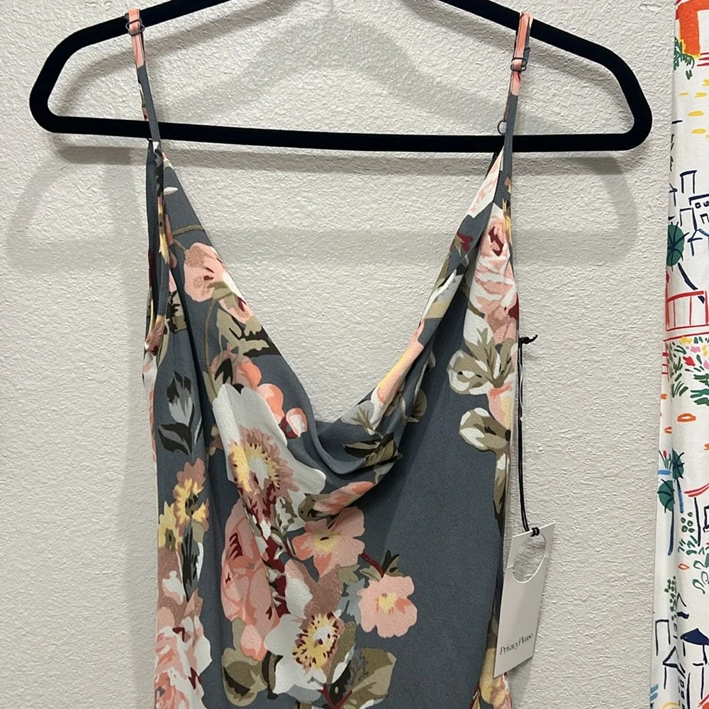 Revolve Privacy Please Cowl Neck Watercolor Floral Mini Dress - Picture 7 of 9